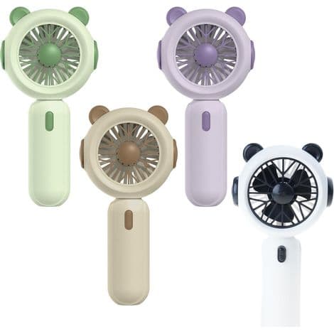 USB Genopladelig Bærbar Ventilator - Lille ventilator drevet af AA-batterier, 3 blæserhastigheder - Grøn