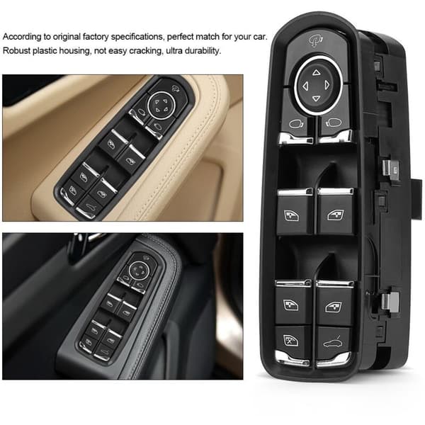 Left Window Switch. Electric Power Window Master Switch for Panamera/Cayenne/Macan (OEM: 7PP959858R). Non-original part.