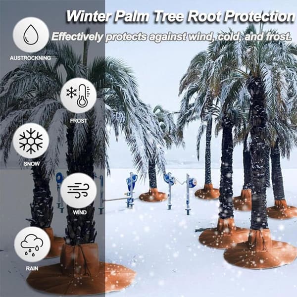 2-pak palmerodsbeskyttelse. Vinterbeskyttelse til palmerødder. Vinterbeskyttelse mod frost. Kuldebeskyttelse til planter og træer op til 34 cm i diameter.