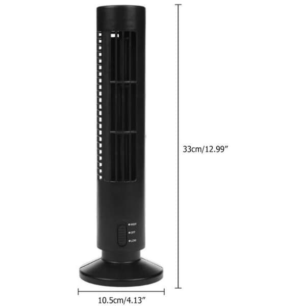 33cm ABS Bladeless Tower Fan, 2 hastigheter, USB-driven, för kontor/hem