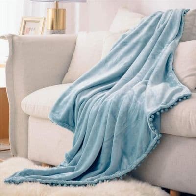 Fleece Tæppe 130 x 150 cm - Blødt - Fluffy - Lyseblåt