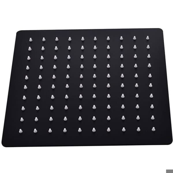 Regnbruserhoved 20x20 cm - Sort - Rustfrit stål - Silikonedyser - Drejeled