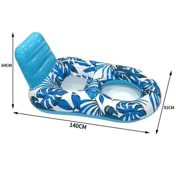 Oppustelig Mudder Pool Float med Kopholder Svømmesæde Float Svømmetræner Floats Blå