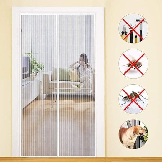 Myggnät 90x210cm - Magnetiskt - Kardborrefäste - Vit