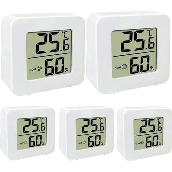 Sett med 5 digitale innendørstermometre, smart LCD-hygrometer
