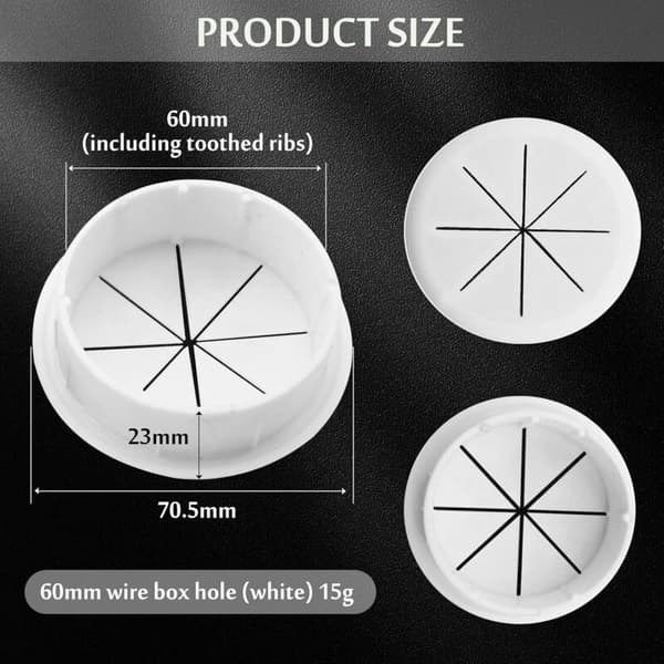 Plastic Cable Grommets. 4 Pieces 60mm Cable Thread Protector Cable Hole Grommets Desk Cable Grommets for Office Furniture Computer Desk White