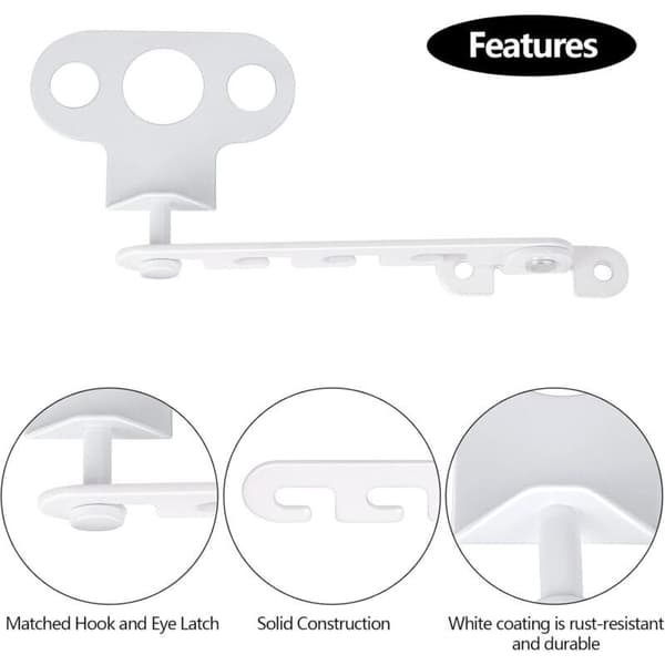 AIMOONSA 2-piece Window Restrictor Set. Window Catches with 4 Screws. Window Locks, Weatherproof Window Lock for Adjusting Window Opening (White)