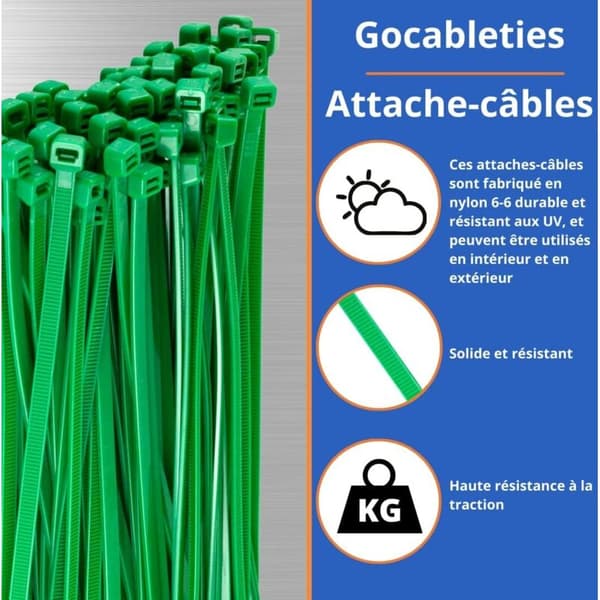 Nylon Cable Ties - 100mm x 2.5mm - Green - Small Cable Ties - Cable Clips - 100 Pack