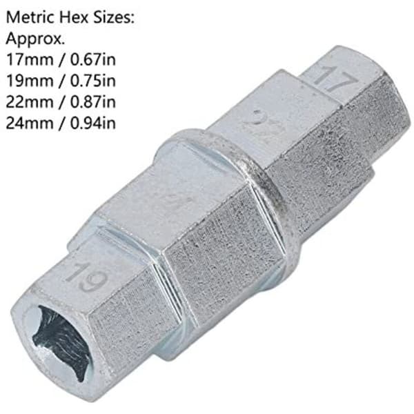 Motorcycle Hex Axle Tool. Front Wheel Axle Hex Adapter. Multifunctional Hex Spindle Adapter 17mm, 19mm, 22mm, 24mm (Silver)