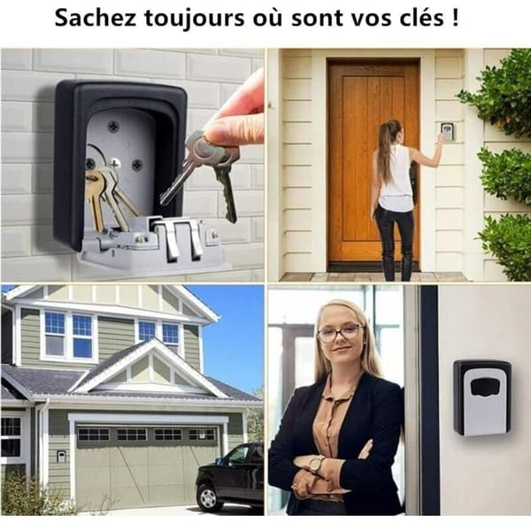 AIMOONSA Outdoor Secure Key Lock Box. Wall-Mounted Key Safe with 4-Digit Code. Security Storage Box with 5 Keys. For School, Garage, Home