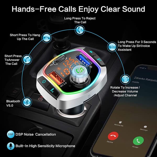 FM Transmitter and Car Charger with LED