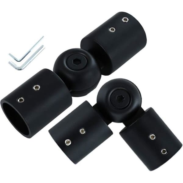Justerbar Vinkel Gardinstangkobling - Svart - 2,5 cm - For Karnapper