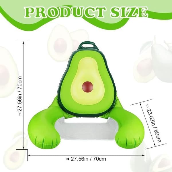 YYV Oppustelig Avocado Pool Float, 4-i-1 Sammenklappelig Bærbar Oppustelig Vand Float til Udendørs Brug på Strand, Pool og Sø