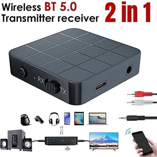 Bluetooth 5.0 sender/mottaker - Bærbar trådløs lyd-/videoadapter, 20M 3,5 mm RCA