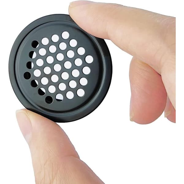 10 Stykker Sort Ventilationsrist. 25 mm Ristdæksel. Ventilationsnet i Rustfrit Stål. Ventilationsdæksel til Skabe, Bogreoler og Skoskabe