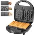 3-i-1 Sandwichmaskine - 750W - Non-stick Plader - Sort