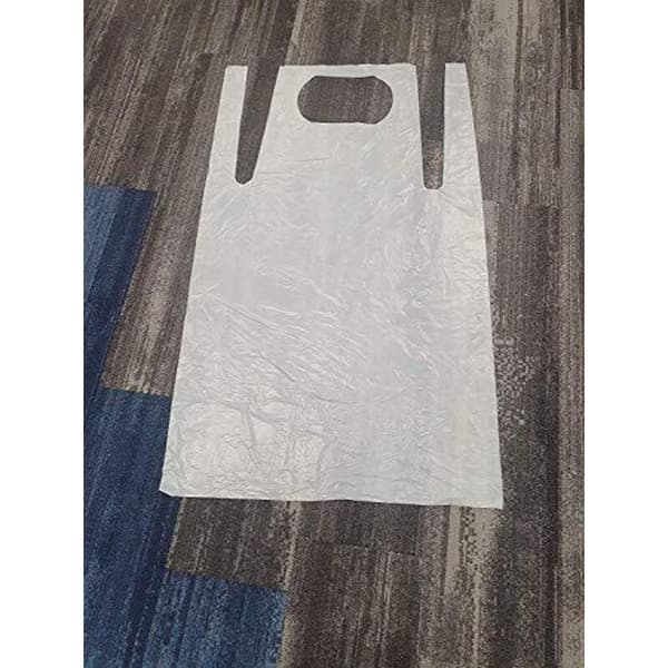 CUQOO - Förpackning med 100 engångsförkläden av 16 mikron vit polyeten.