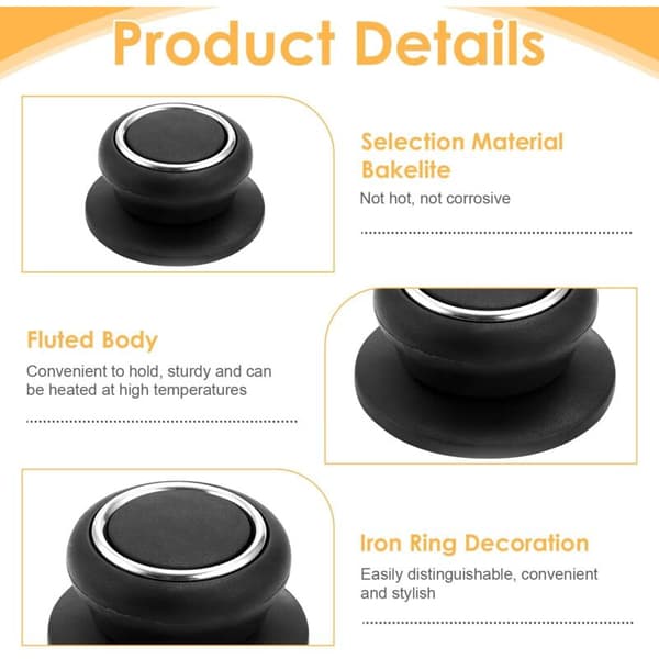 Universal Bakelite and Stainless Steel Knobs. Anti-Scald Replacement Handles for Pot Lids. For Glass Lid Handles. Universal Kitchen Knobs