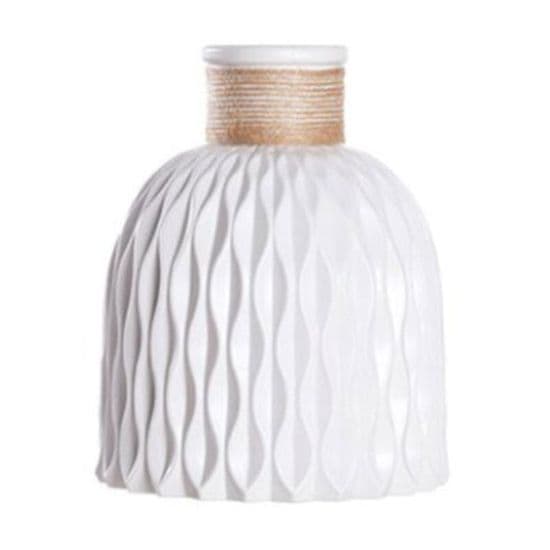 Geometrisk Nordisk Vas - Plast - Vit - 12x15 cm