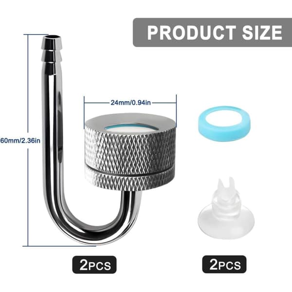 Koldioxiddiffusor, CO2-diffusor för akvarier, lämplig för akvarier, levereras med sugkopp