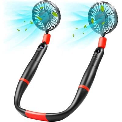 2-i-1 Ventilator, Sort - USB Genopladelig - 3 Hastigheder - LED Display