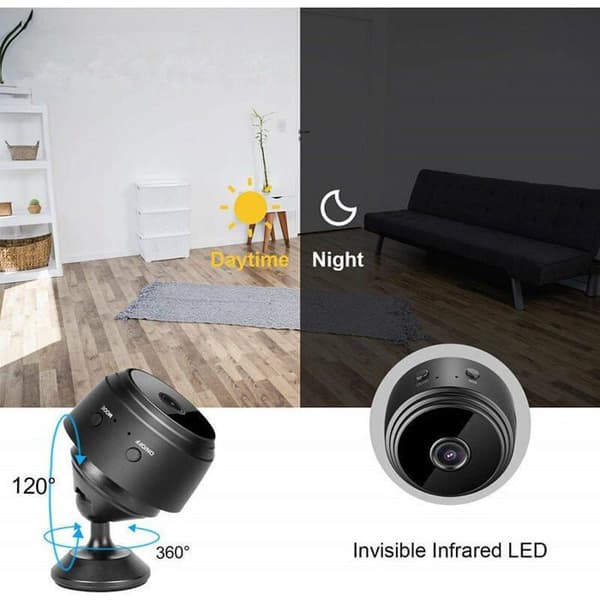 Mini spionkamera, 4K HD WiFi sikkerhetskamera med justerbar oppløsning, nattsyn og bevegelsesdeteksjon
