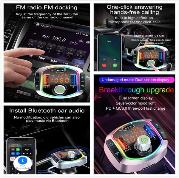 FM Transmitter and Car Charger with LED