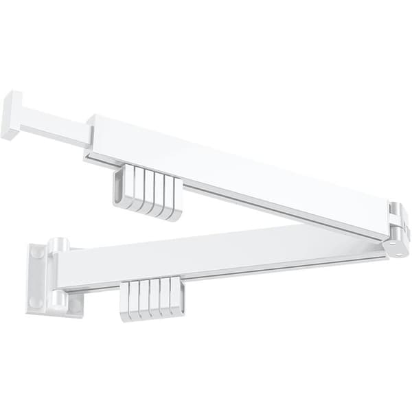 Extendable Wall-Mounted Clothes Drying Rack. 360° Rotating. For Balcony, Laundry Room, Bathroom, Bedroom (White, Double Layer)