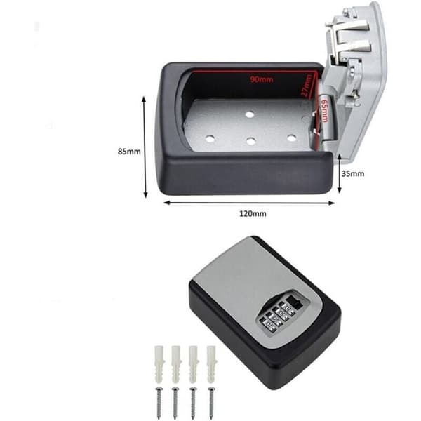 AIMOONSA Outdoor Secure Key Lock Box. Wall-Mounted Key Safe with 4-Digit Code. Security Storage Box with 5 Keys. For School, Garage, Home