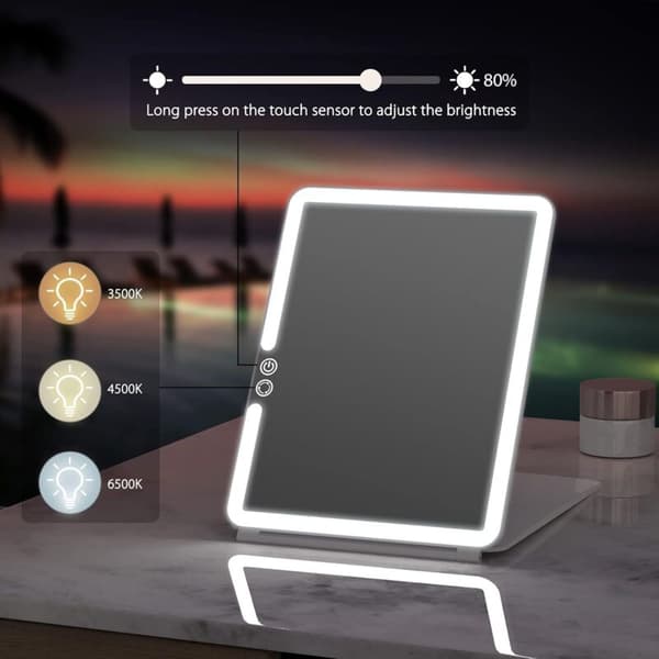 Makeup Mirror. Illuminated Makeup Mirror with 72 LED Lights. 2000mAh USB Rechargeable LED Mirror. Touch Screen Travel Mirror (White)