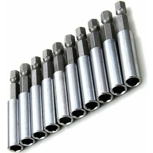 Magnetic Bit Holder, 10-pack, Extension Bits, 1/4\" Hex Shank, Power Tools