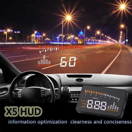 X5 HUD Larm 3\" Head-Up Display Varningssystem Vindruta Hastighetsdisplay Kit -LAV