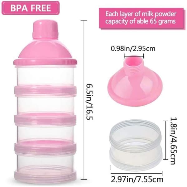 4-lagers formula dispenser - Bärbar behållarflaska för utomhusbruk - Rosa