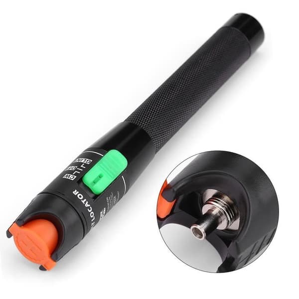 Fiberoptisk kabeltester - 30 mW - Rød laser - Sort aluminium - 30 m