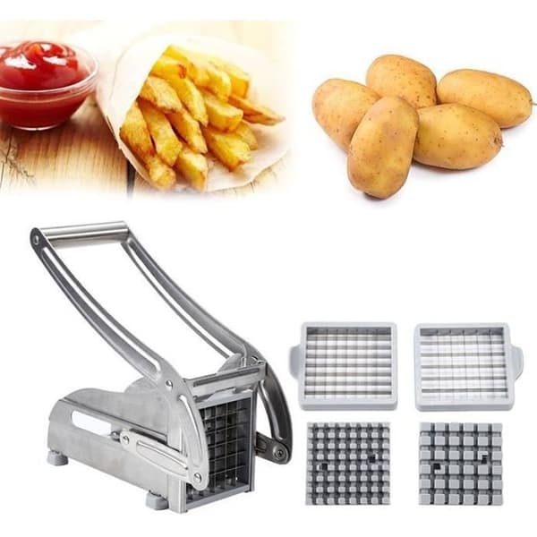 Pommes frites-kutter i rustfritt stål - 2 rister, med utskiftbare skjæreblader