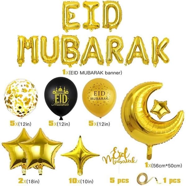 Pynt - Eid Mubarak - Folieballoner - Festpynt - Indendørs - Blandet