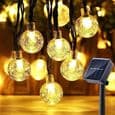 30 LED lyslenke - Solcelledrevet - 6,5M - Varmhvit - 8 moduser