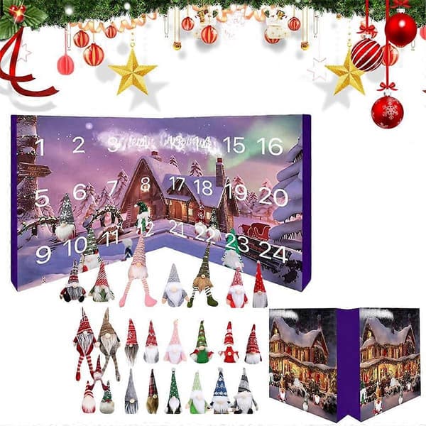 Julkalender med Tomtar och Samlarobjekt Tomte Plyschleksak Tomte Nedräkningskalender för