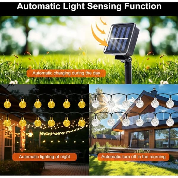 Solar String Lights Outdoor. 6M 40 LED Solar String Lights Outdoor. 8 Modes. IP44 Waterproof. Solar String Lights