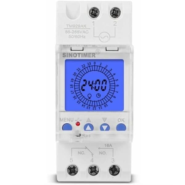 24-timers digitalt LCD-display, elektronisk ur, 85-265V, DIN-skinne monteret, programmerbar smart analog timer med 15-minutters interval (16A)