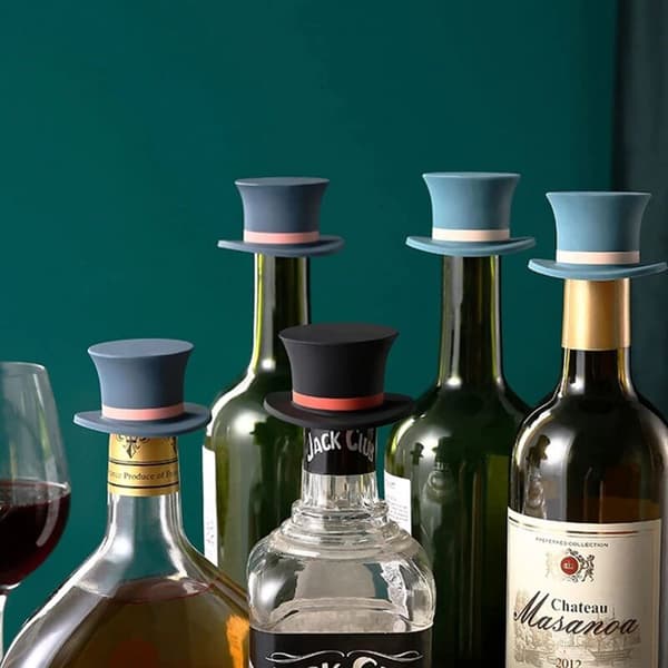 Sæt med 2 genanvendelige silikonepropper til champagne til vin-, mousserende vin- og ølflasker.