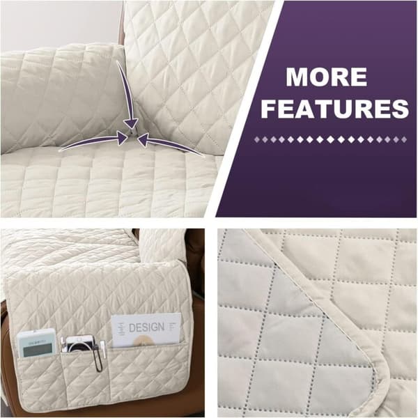 Halkfritt överdrag för vilstol. Överdrag för vilstol med elastisk rem. Soffa för hem med husdjur och barn (Ivory, 2-sits/Loveseat)