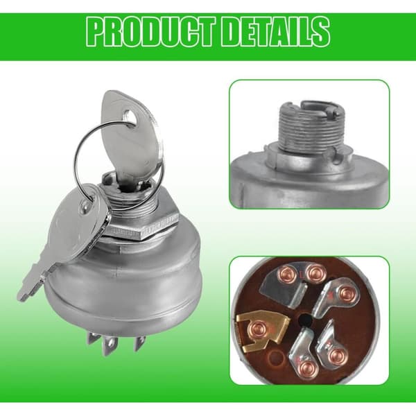 12V Universal Tractor Engine Start Switch. 5-Pin Key with 2 Keys. Lawn Mower Start Switch. Tractor