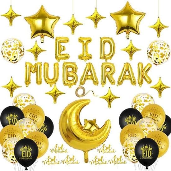 Pynt - Eid Mubarak - Folieballoner - Festpynt - Indendørs - Blandet