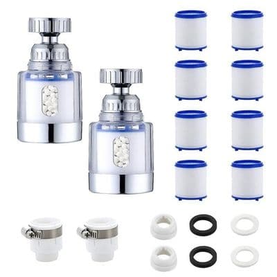 Kranvannfilter - Antikalk - 360° roterende - 2 stk - 8 filterelementer