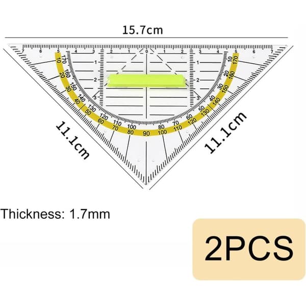 Geometriska trianglar, 16 cm. Förpackning med 2. För studenter, kontor, designers, målare, etc.
