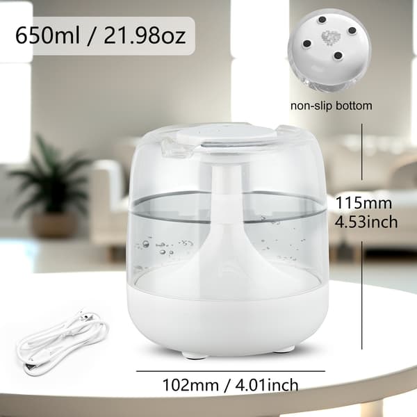 650 ml Spray Aroma Diffuser: Stor Tåke USB Luftfukter for Soverom, Kompatibel med Duftoljer Hvit