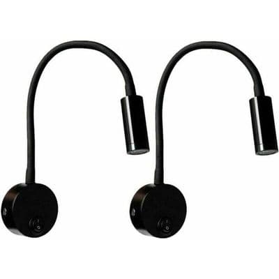 Sengelampe med 2 lys - Sort aluminium - Varmt hvidt lys - 3W LED
