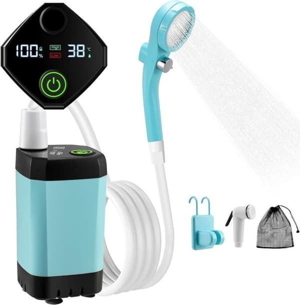 Bärbar Dusch - Camping - Elektrisk - 6000mAh - Smart Display - 2 Flödeslägen