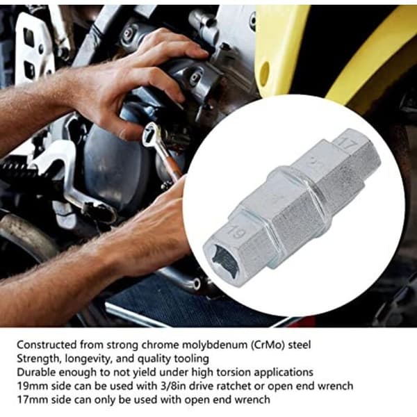 Motorcycle Hex Axle Tool. Front Wheel Axle Hex Adapter. Multifunctional Hex Spindle Adapter 17mm, 19mm, 22mm, 24mm (Silver)